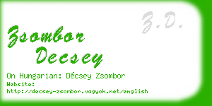 zsombor decsey business card