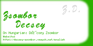 zsombor decsey business card